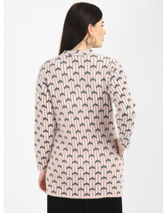 Women Long coat peach Front Design with button